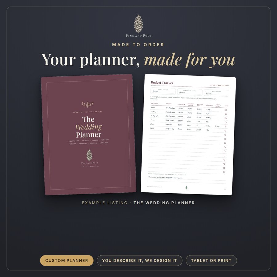 Custom Planner example: a planner in sections
